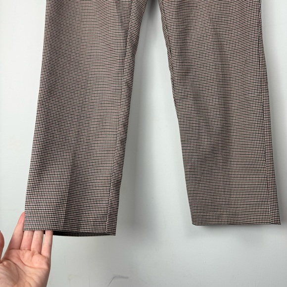 Zara Herringbone Trouser Pants Sz Large Ruffle Pockets High Rise Black White Red - Picture 10 of 15